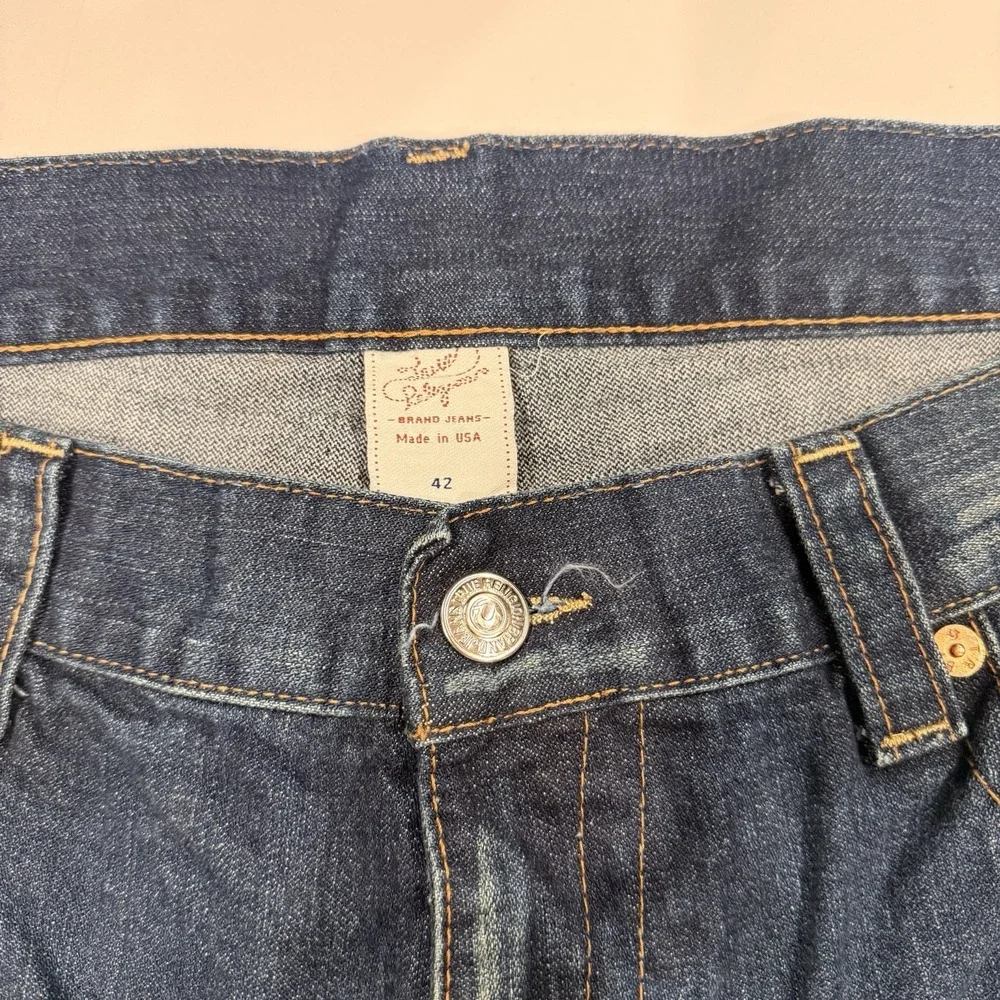 Y2K True Religion World Tour Straight Baggy Red Paint Pocket Jeans Men's Sz 42‎